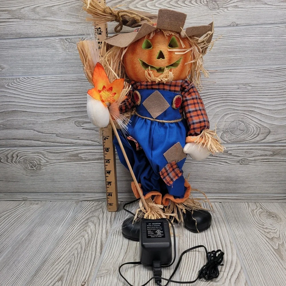 Fiber Optic Pumpkin Scarecrow Standing Halloween Decoration Fall Harvest Autumn‎